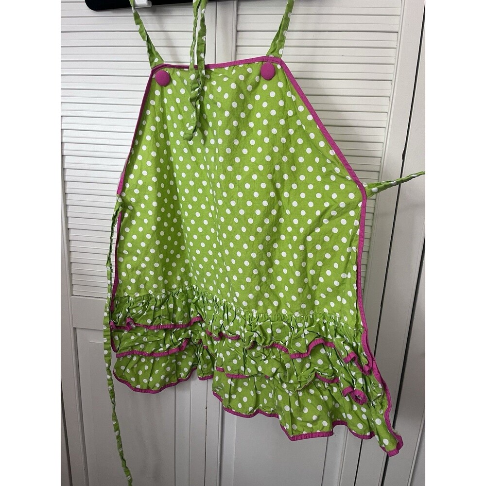 Apron 100% Cotton Polka Dot S-L Green Pink Kitchen Grandma Core Granny Kitchy